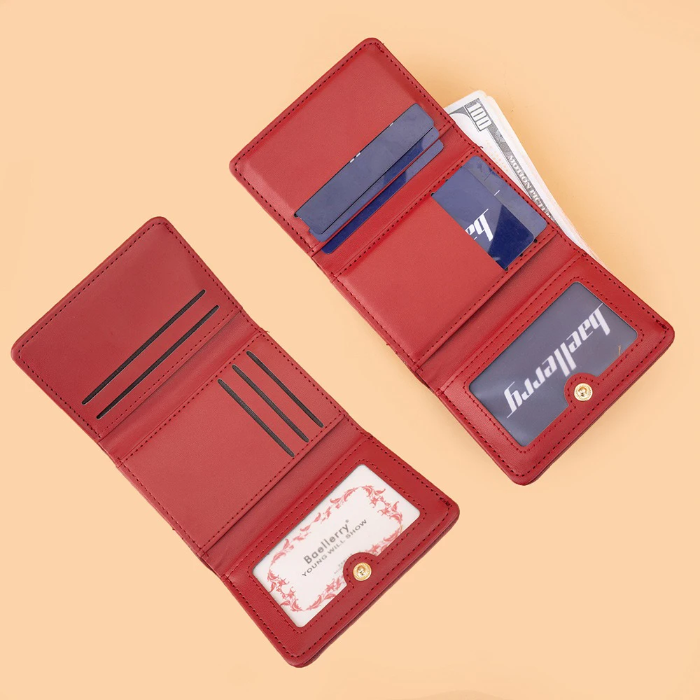 Женский короткий кошелек из веганской кожи Baellerry Heart Pattern на молнии, кошелек-клатч с несколькими органайзерами для карт, застежка-кнопкой