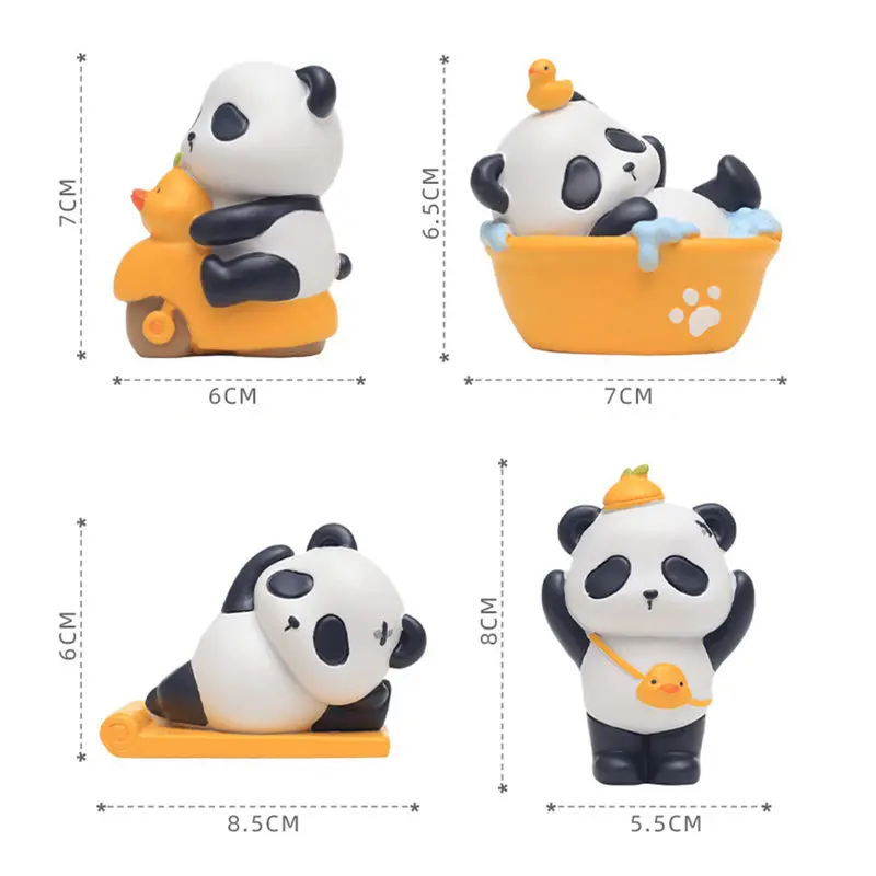 Kawaii Resin Panda Cute Cartoon Panda Toy Figurines Kids Happy Birthday Party Supplies Fairy Garden Miniature Decor