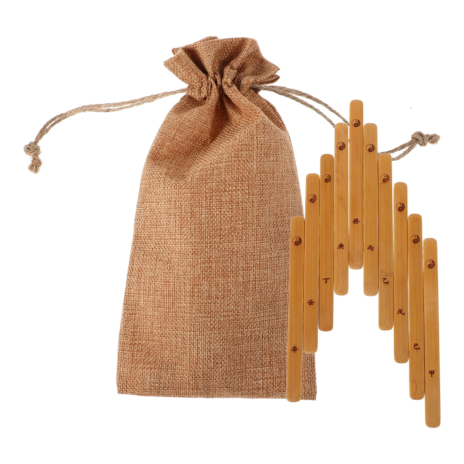 

10 Pcs Bamboo Stick Fortune Telling Toys Chinese Suppliers Divination Game Props Storage Bag Easy Use Traditional Culture