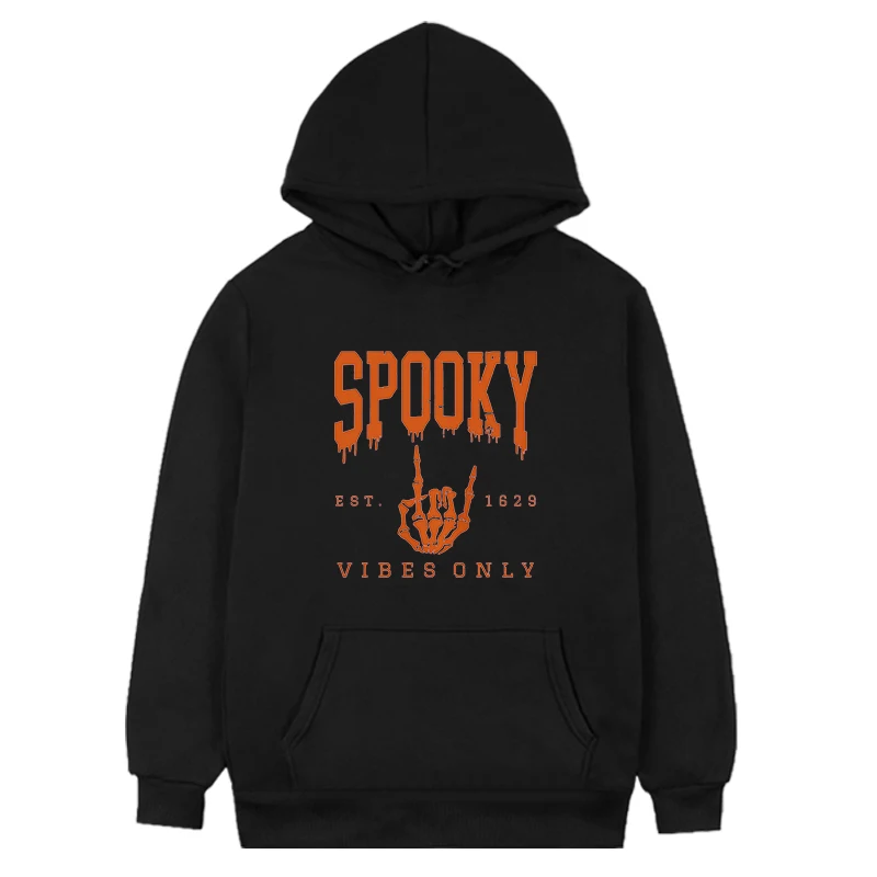 

Halloween Sweatshirt Spooky Vibes Halloween Hoodie Vintage Spooky Season Women Clothing Skeleton