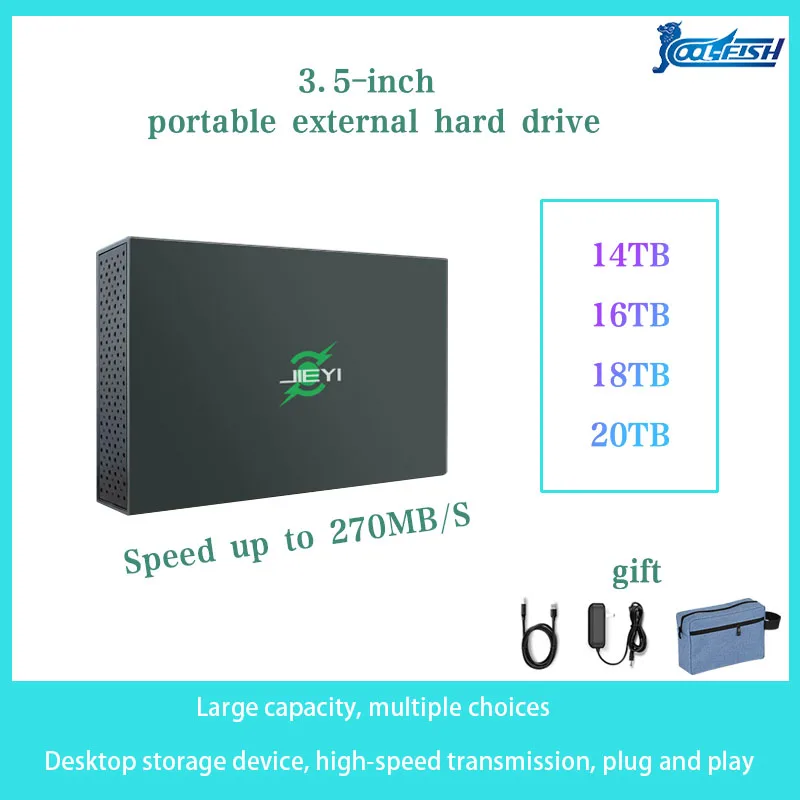 CoolFish External Hard Disk Hdd 12TB 14TB 16TB 18TB 20TB External Disk 3.5Inch High-capacity External Hard Drive Free Shipping