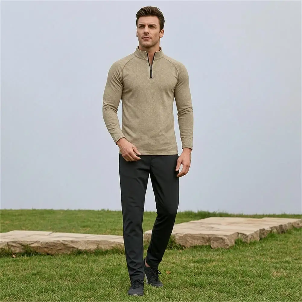 Men Sportswear Shirts Long Sleeve Gym Running Tops Fitness Compression Half Zip Sweatshirt Stand Collar Pullover Shirt