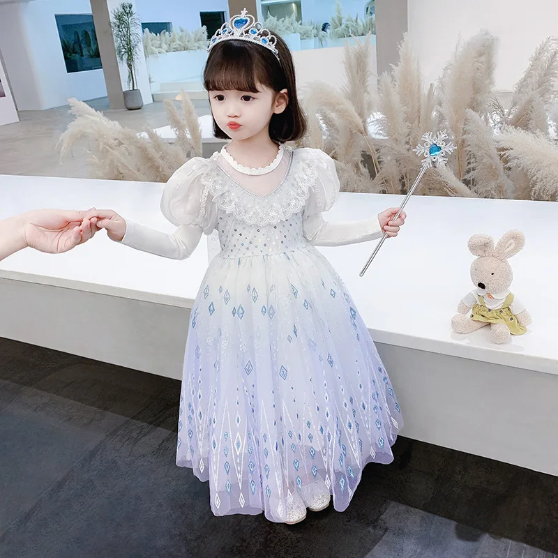 

Princess Dress Girls Long Sleeve Dress Children Spring and Autumn Wear Baby Mid-Length Dress