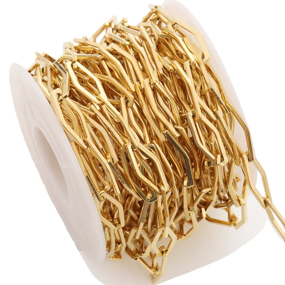 مصنع الجملة الفولاذ المقاوم للصدأ المعين سلسلة 18K PVD مطلية بالذهب لصنع المجوهرات سوار المرأة #4