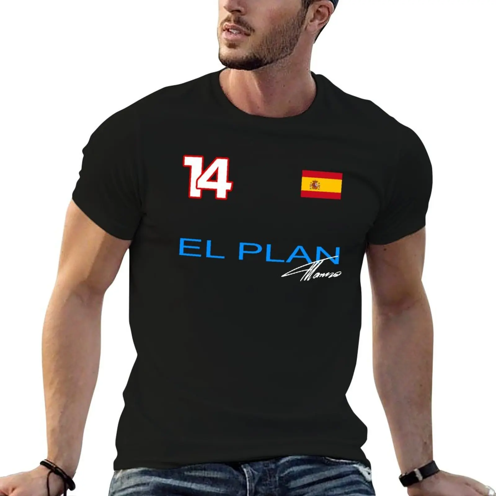 

Alonso 14 El Plan F1 T-Shirt cotton t shirt pack t shirts for man graphic vintage T-Shirt