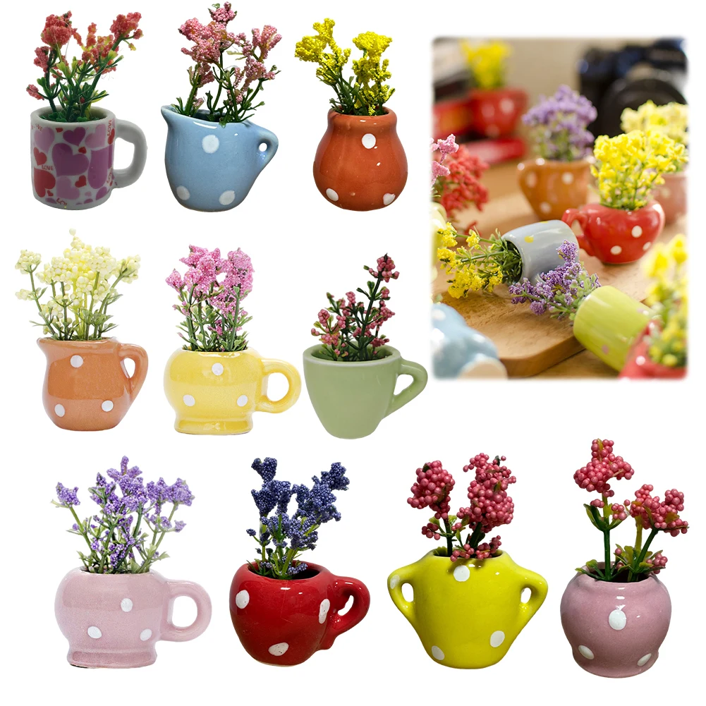 Cute Plant Fridge Magnets Mini Ceramic Vase Fridge Magnets Tiny 3D Plant Vase for Refrigerator Decoration Kitchen Office