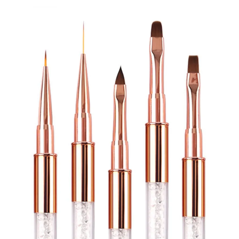 1/5 قطعة مسمار الفن جل الأشعة فوق البنفسجية من الأكريليك تمديد منشئ حجر الراين اللوحة فرشاة خطوط بطانة نمط قلم رسم مانيكير أداة