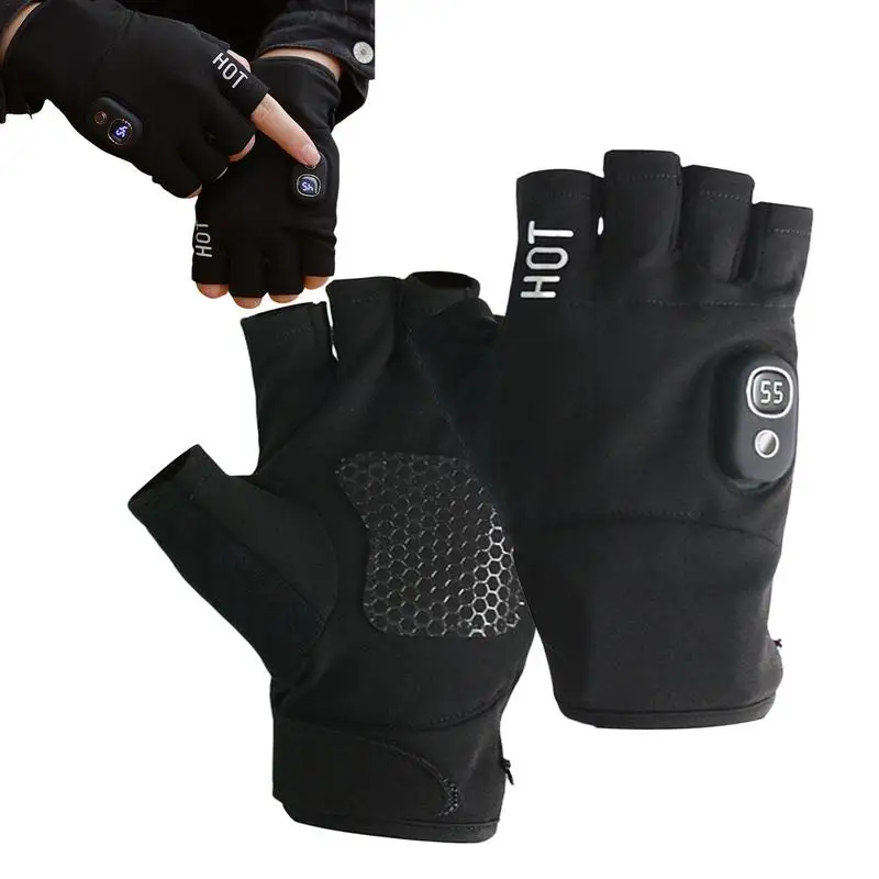 Heated Fingerless Gloves Battery Operated Thermal Fingerless Gloves 3 Temperature Settings Heated Mittens Cold Weather