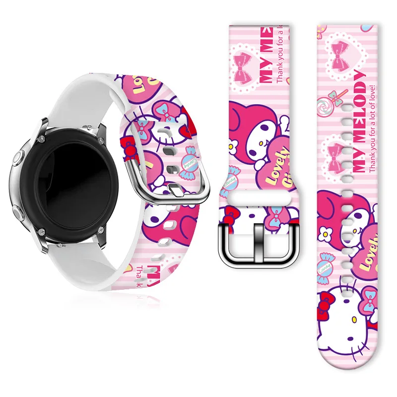 Sanrio HelloKitty MyMelody Printed Silicone Strap For Samsung Huawei GT Watch FB-Versa 22MM 20MM 23MM Watch Band Replacement