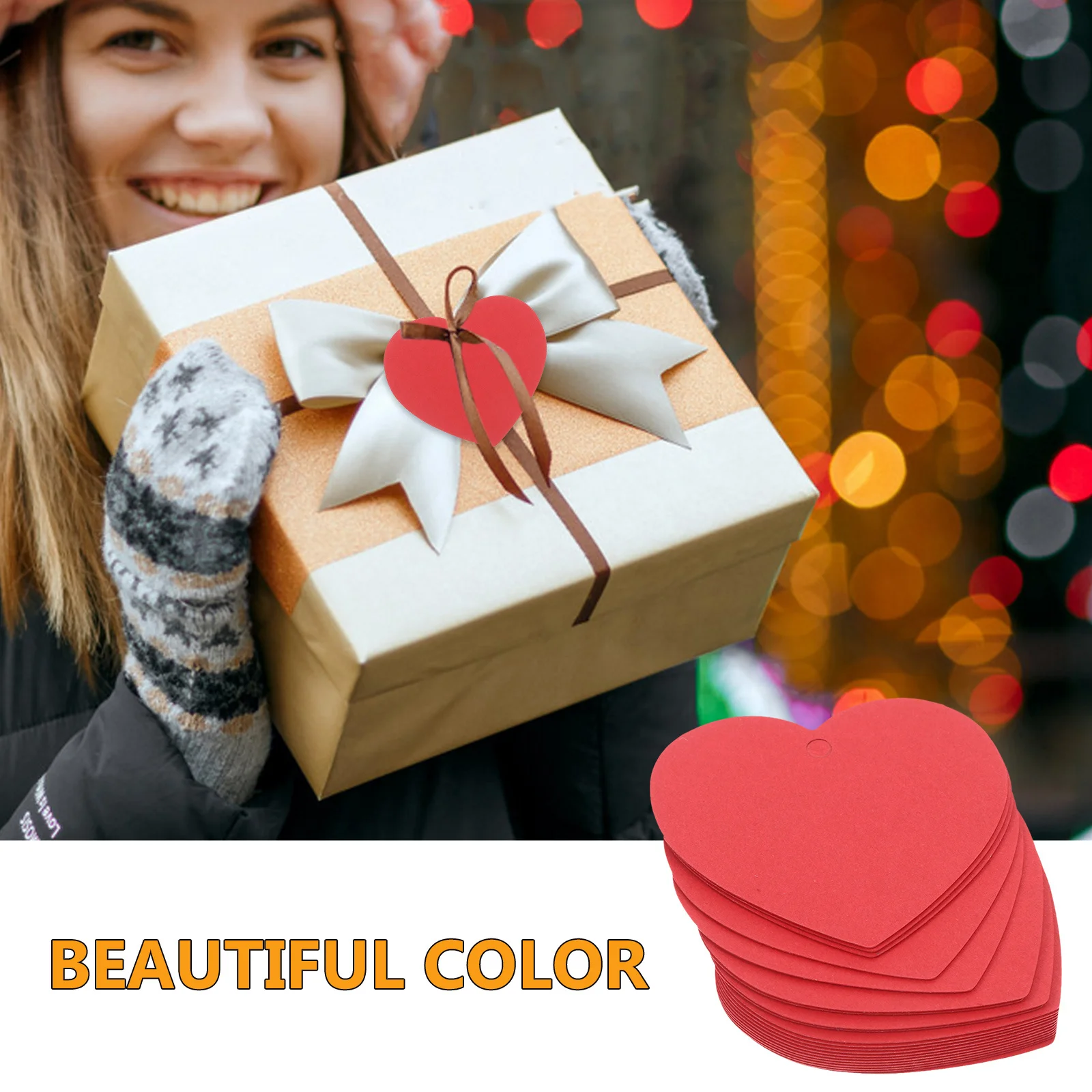 

100pcs Red Heart Paper Tags Kraft Diy For Gift Wrapping Valentine Wedding Decor Hanging Tags Embellishments