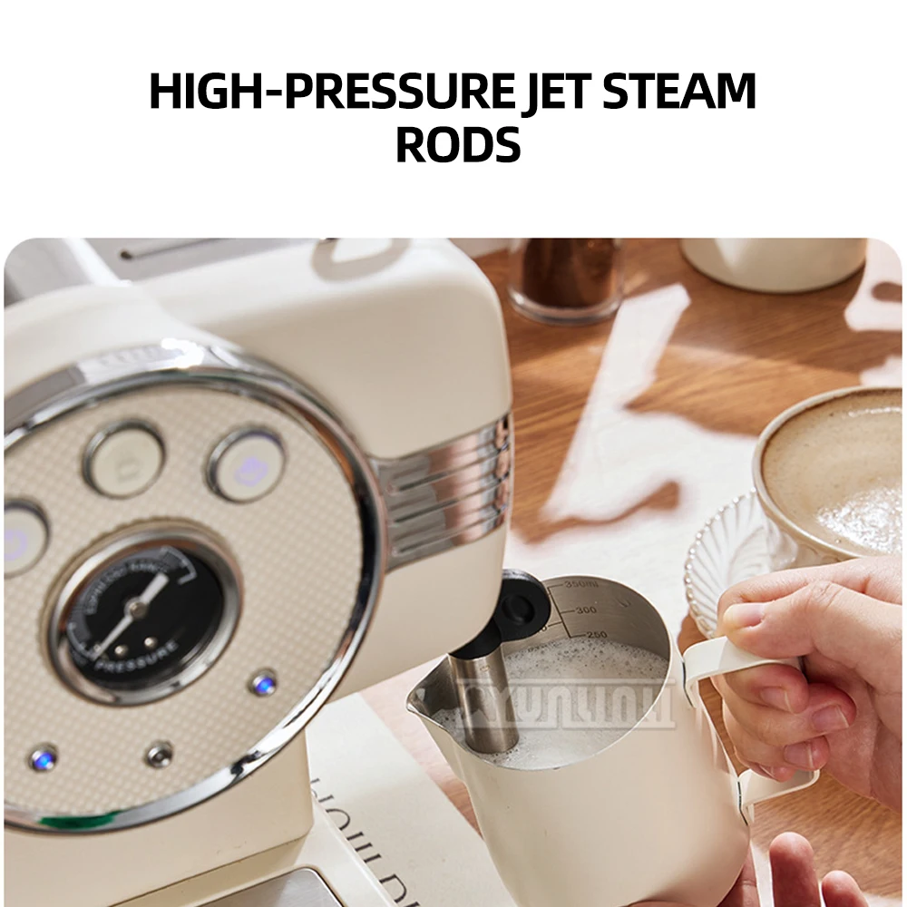 Máquina De Espresso De Aço Inoxidável Italiano, Máquina De Café, Cappuccino Latte Máquina De Vapor, Leite Frother, 15Bar