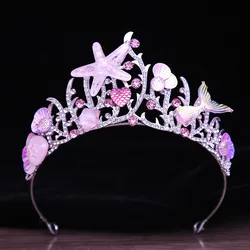 New Mermaid Crown Diadem Halloween Ocean Style Costume Seashell Starfish Hair Accessories for Women Girls Birthday Party Tiaras