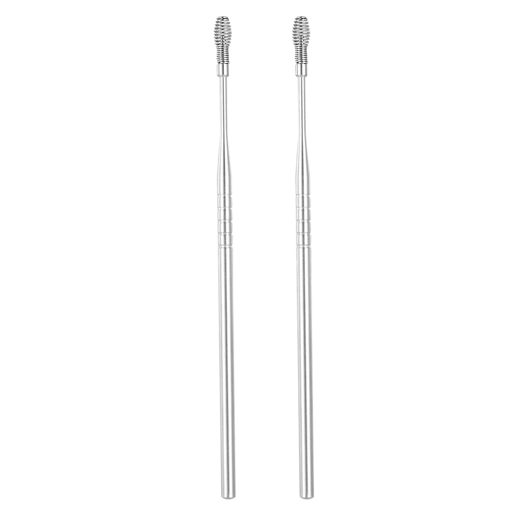 Earpick 2Pcs Stainless Steel Ear Pick Curette Ear Wax Remover Spiral Spring Earpick Ear Cleaner Earpick