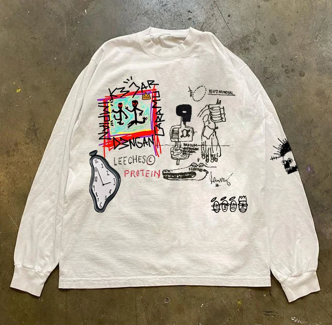 Ultra-Light High-Woven See-Through Men's Women's Long Sleeve T-Shirt Design Sensation Hip Hop Couple INS Studio 240G