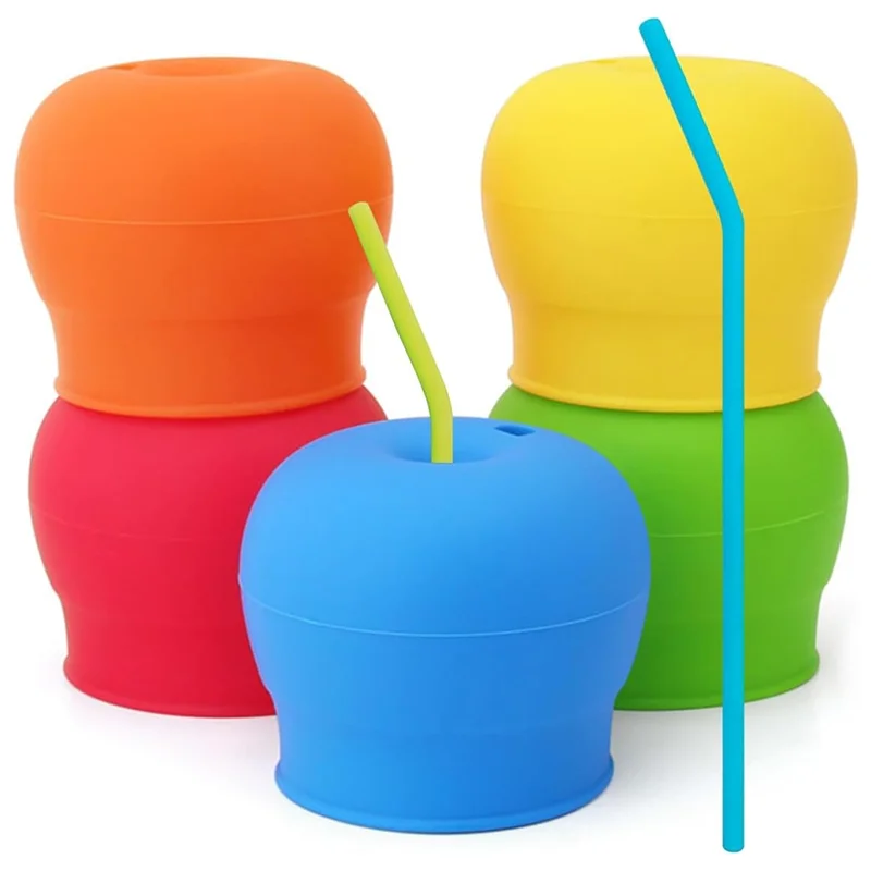 

KYCOR-Silicone Sippy Cup Lids For Toddlers Babies Pack Of 5 Spill-Proof Lidsstretches To Cover Tumblers, Jars And Mugs