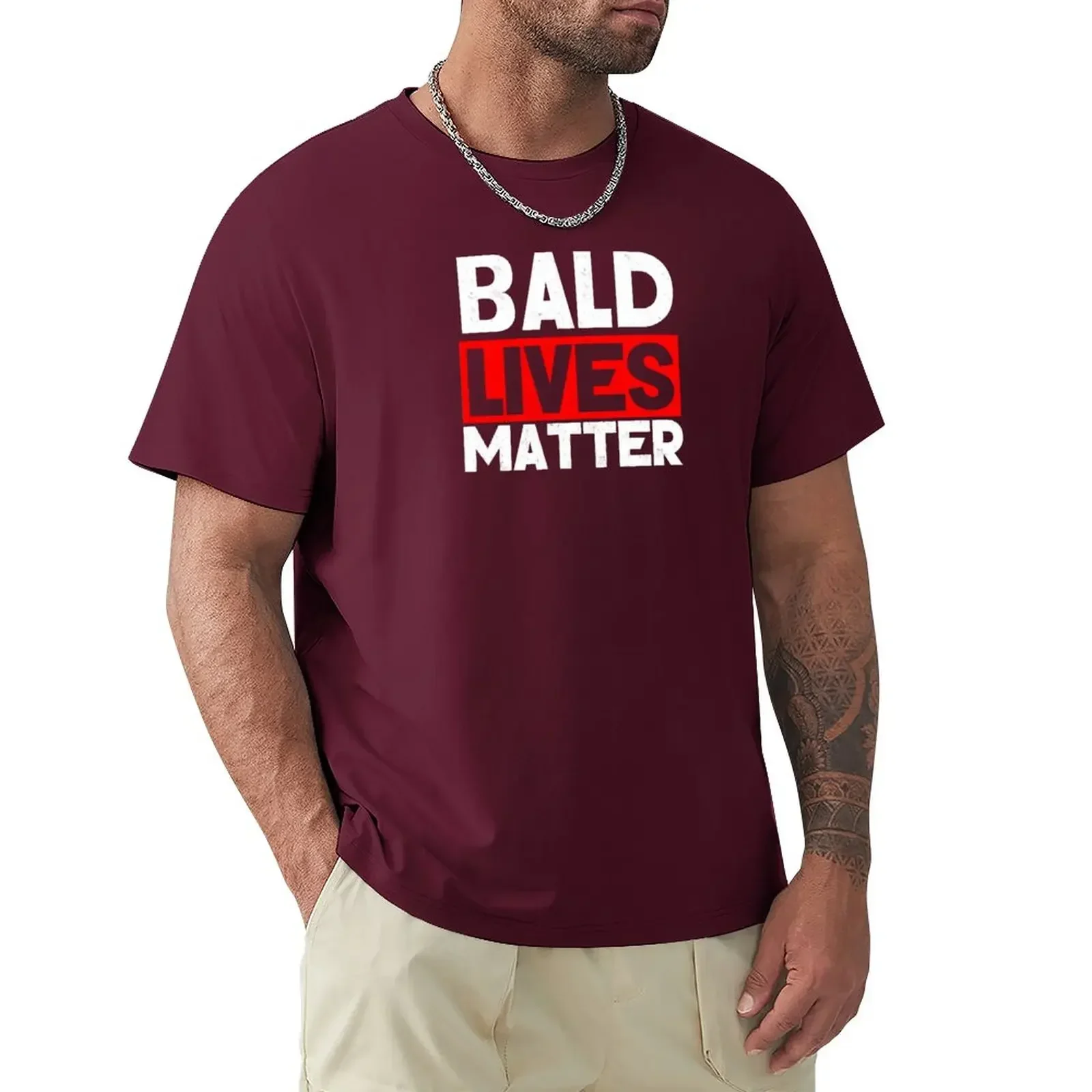 plain clothes for men Funny Bald Lives Matter Receding Hair Balding Bald Guy Shirt T-Shirt men clothing oversized graphic funny