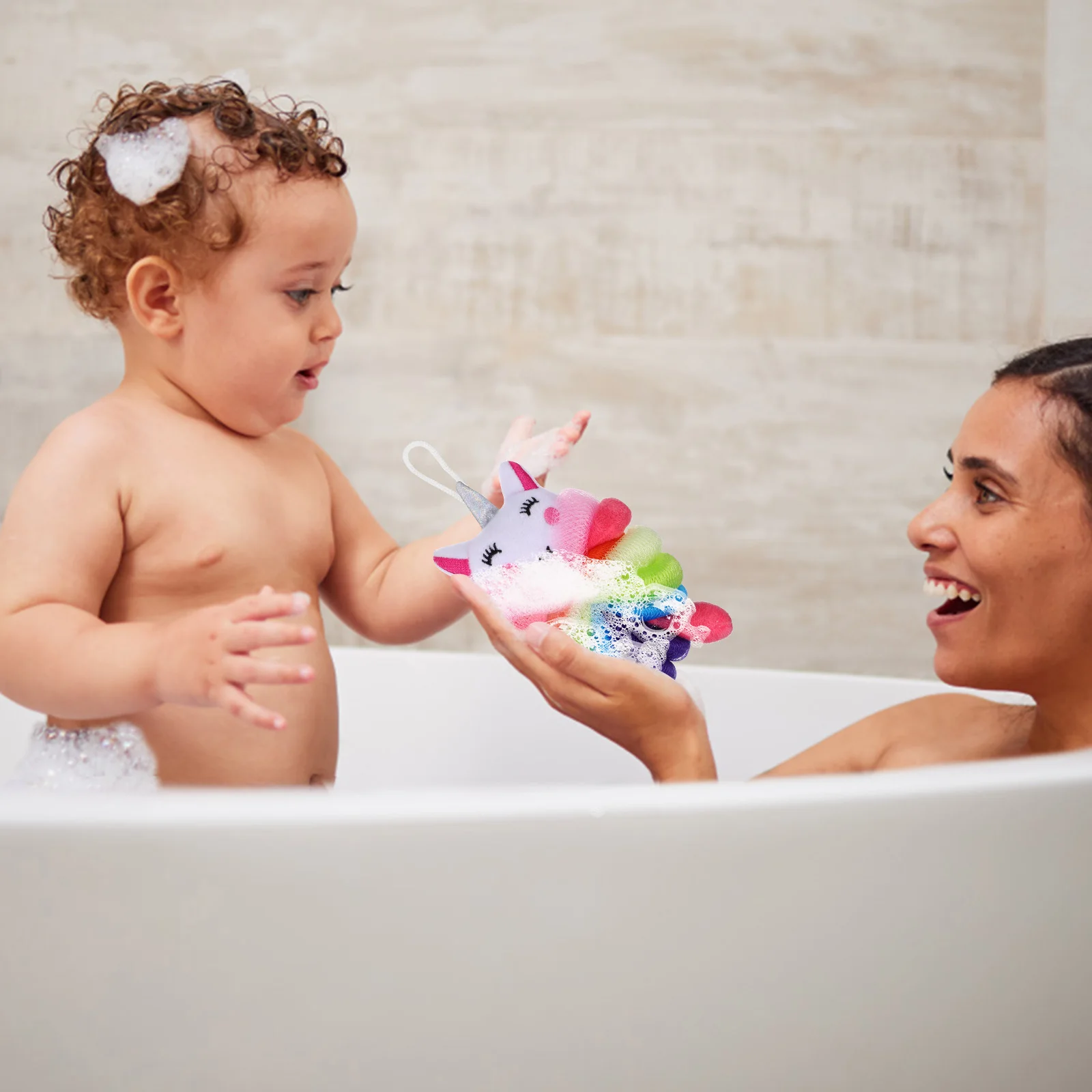 

2Pcs Shower Sponge for Kids Fun Bath Loofah Set Exfoliating Body Wash Sponge Cartoon Design Bath Ball for Children Skin Cleaning