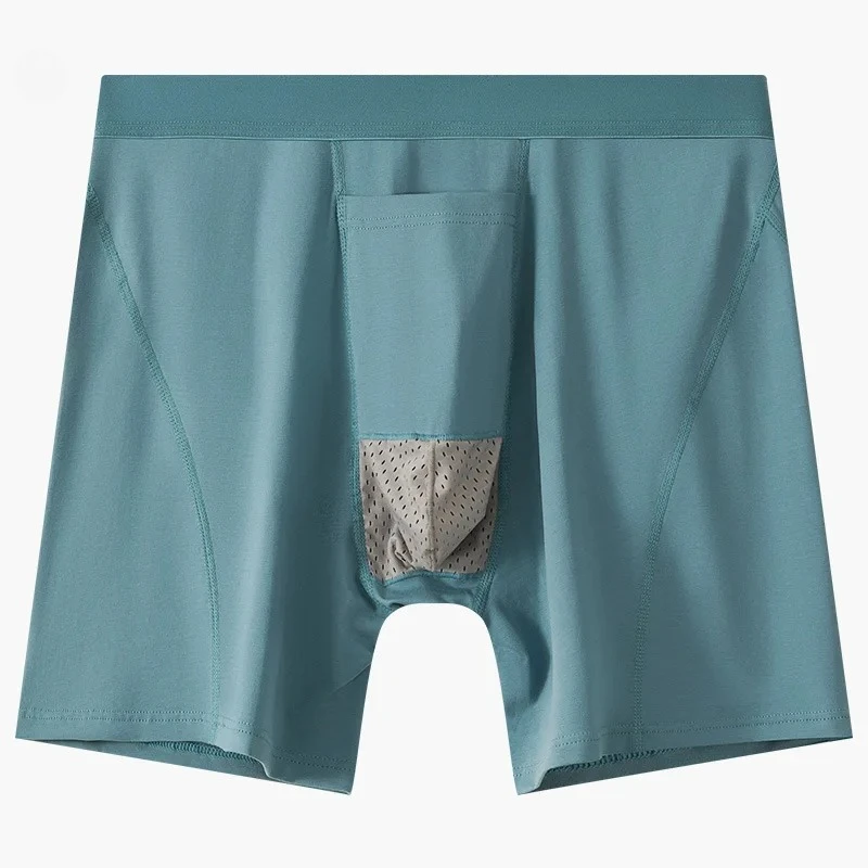 Sexy Men's Underwear Stretch Cotton Breathable Comfy Mid-rise Boxer Shorts Penis Bulge Separation Casual Sports Mid Length Trunk