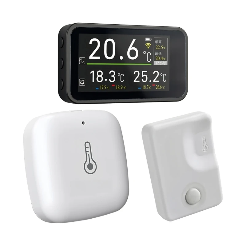 D5BE Wireless Car Temperature Monitor with LCD Display and Easy Read Screen Thermometers for Driving and Cabin Checks