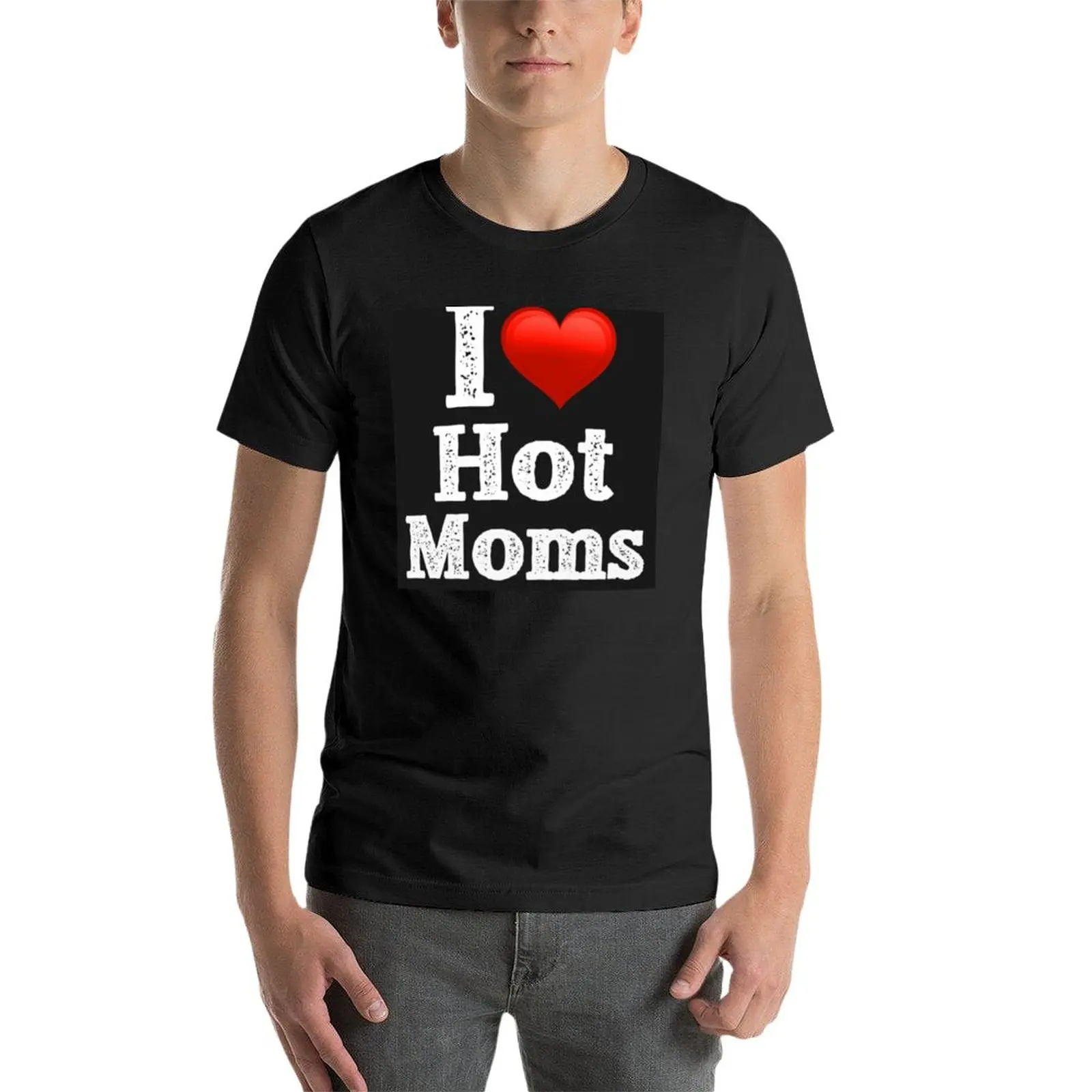New I <3 hot moms T-Shirt Short sleeve hippie clothes designer t shirt men