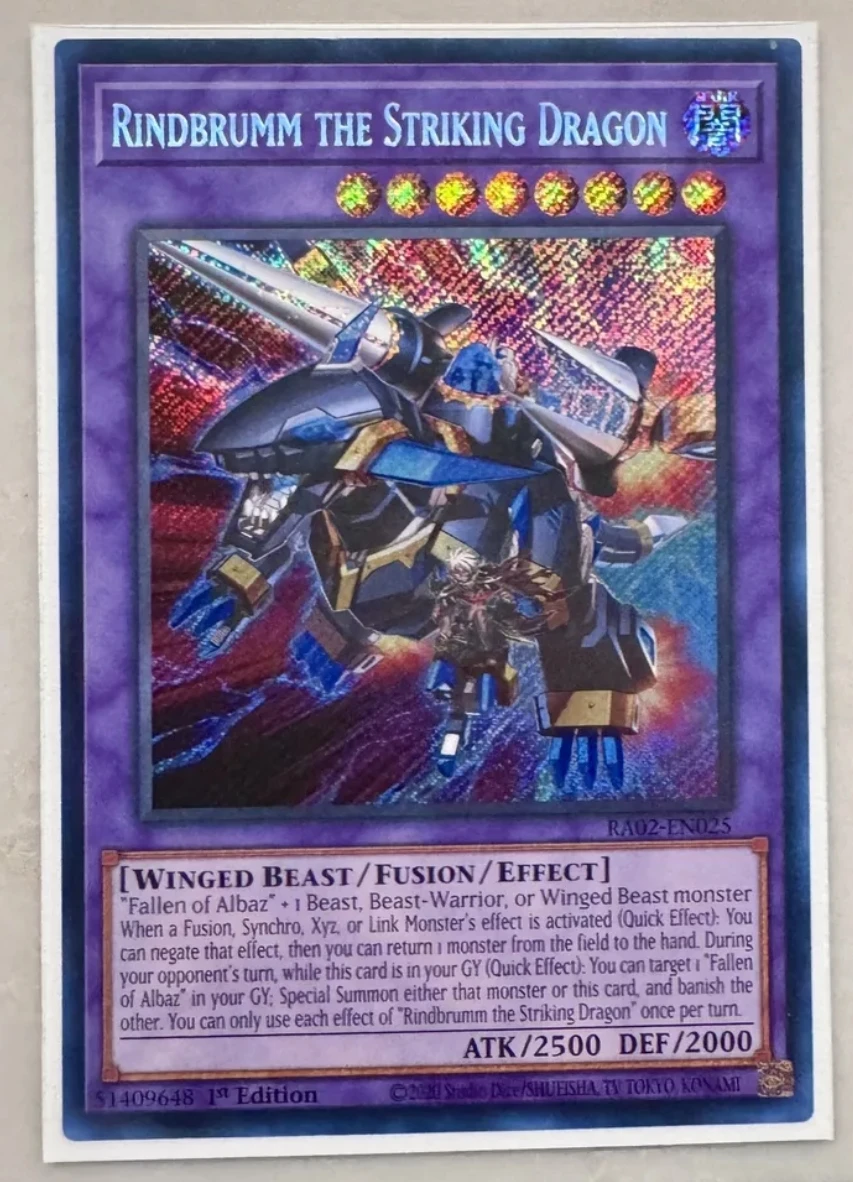 

Yugioh KONAMI TCG RA02-EN025 Rindbrumm the Striking Dragon Secret Rare English 1st Edition Collection Mint Card