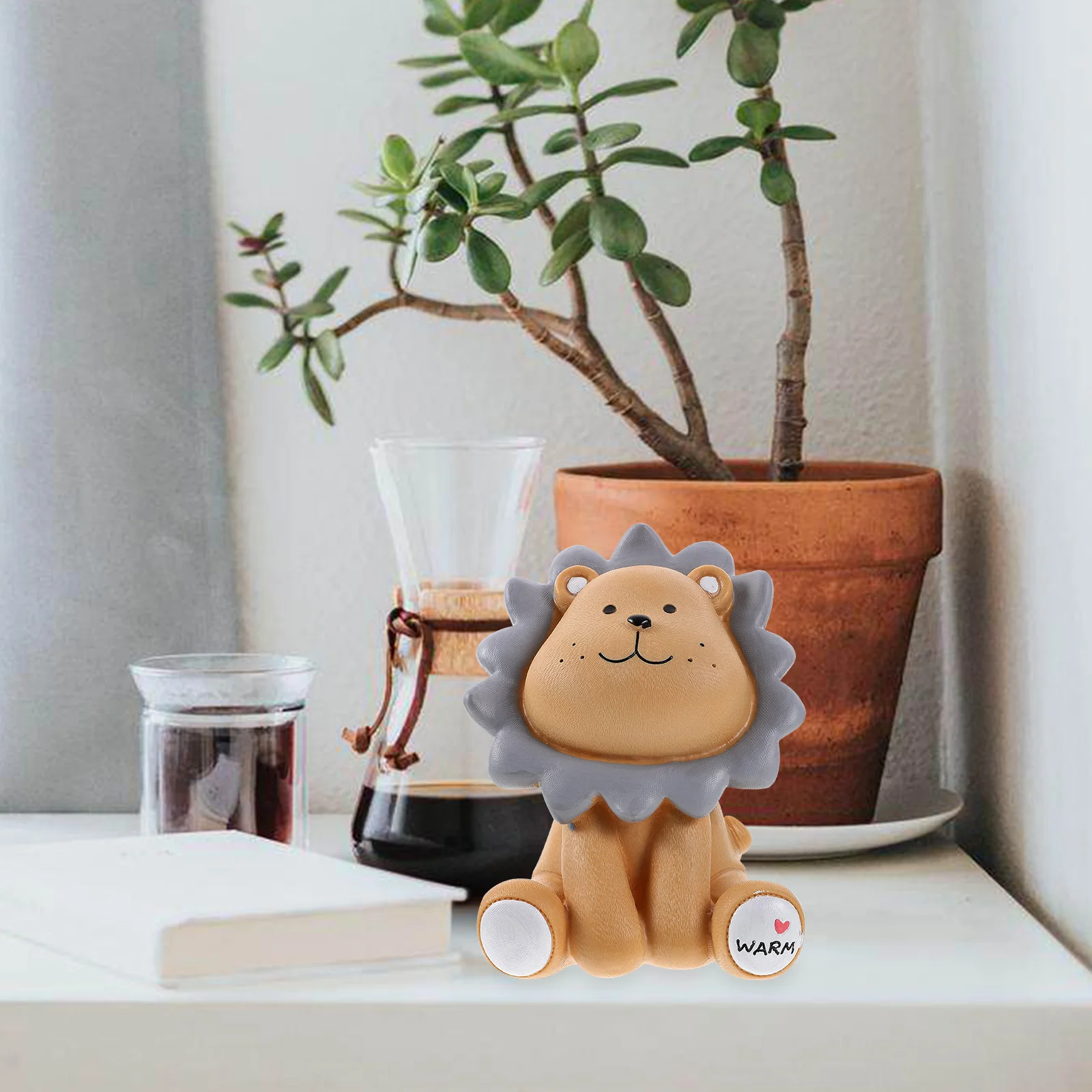 ライオン貯金箱 細かい細工が施された樹脂製 子供用貯金箱 小銭整理用 かわいい貯金箱 男の子 女の子 誕生日プレゼント