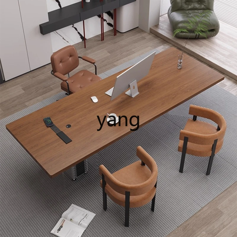 

LH Solid Wood Computer Desk Office Dedicated Desk Light Luxury High-End Feel Large Long Desk