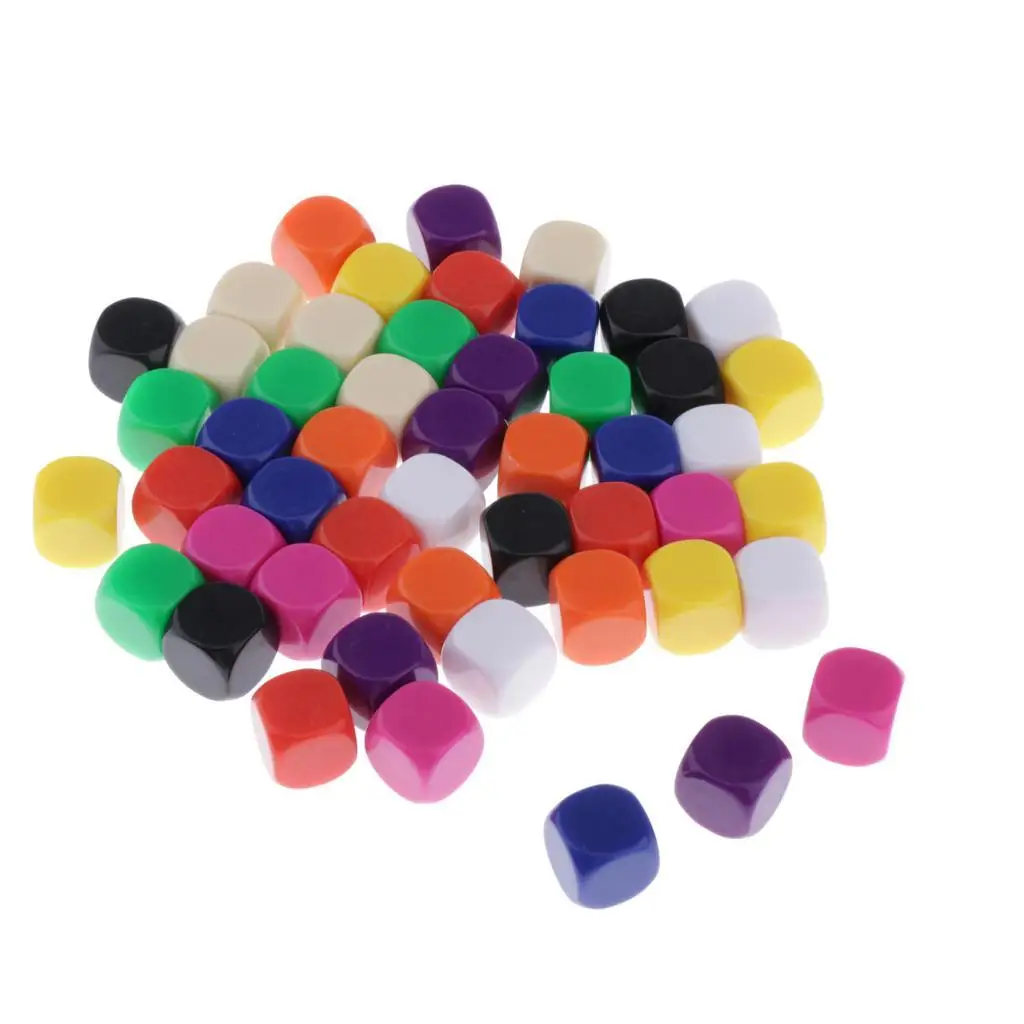 50pcs Blank 16mm Square D6 Die Mix Color per giochi da tavolo adesivo fai da te