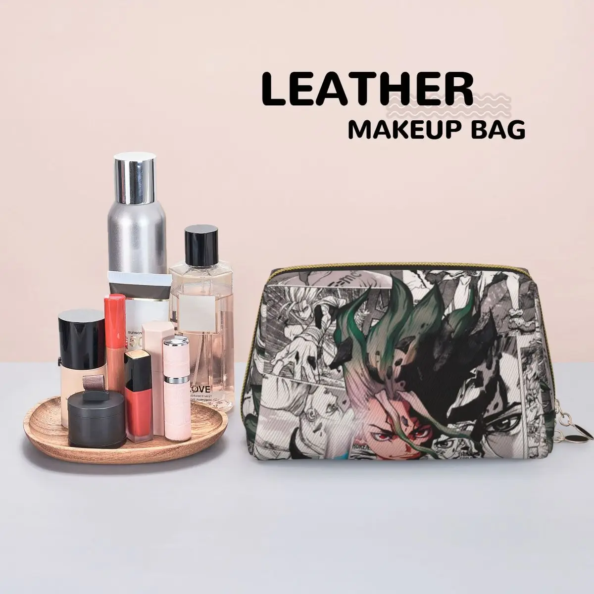 Senku Ishigami Dr Stone Apan Anime Women Cosmetic Bags Travel Makeup Organizer Pouch Toiletry Storage Dopp Kit Box