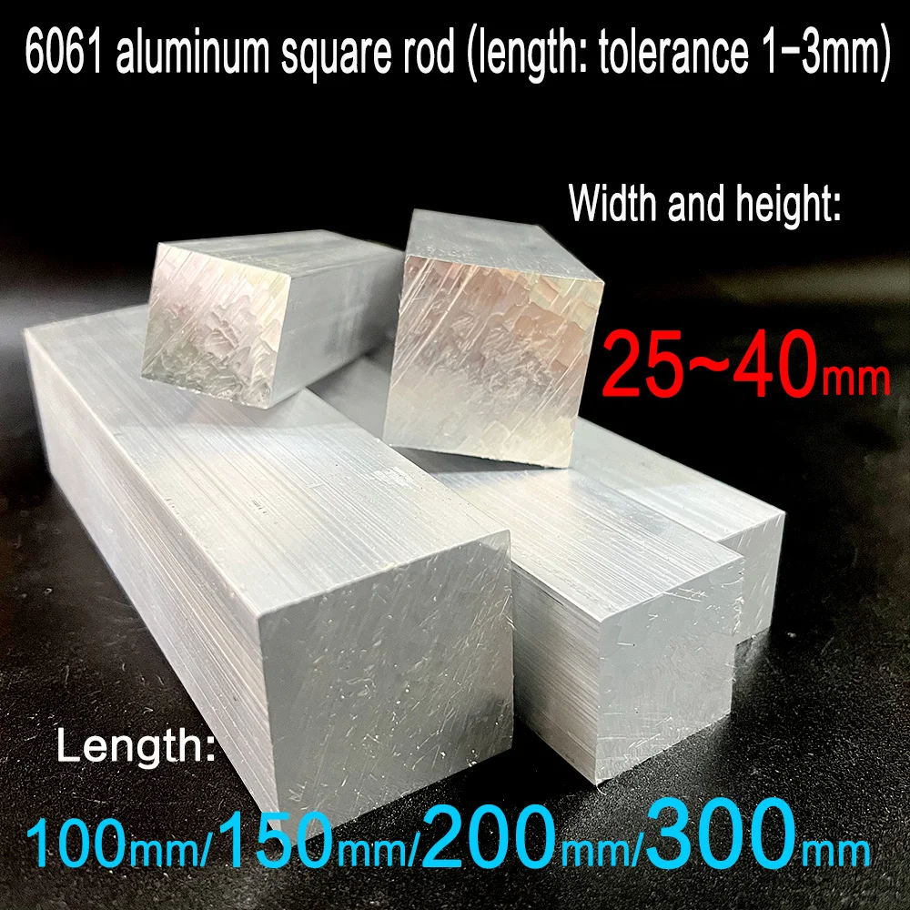 

6061 Aluminum Alloy Flat Bar - Various Thickness Widths 25mm-40mm & Lengths 100mm-300mm for Engineering & Manufacturing