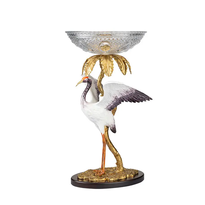 

Crystal with copper fruit plate ornament brass high-end living room villa decoration