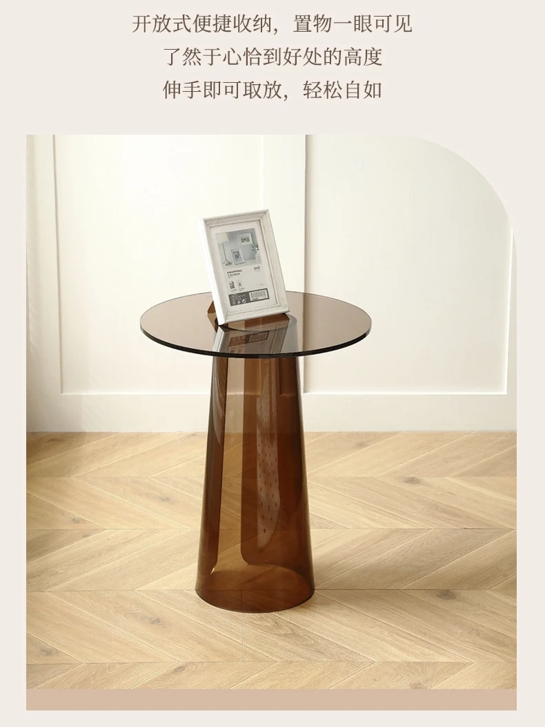 

Acrylic Coffee Table Transparent Edge Table Modern Minimalist Glass Small Circular Internet Celebrity Designer Model Room