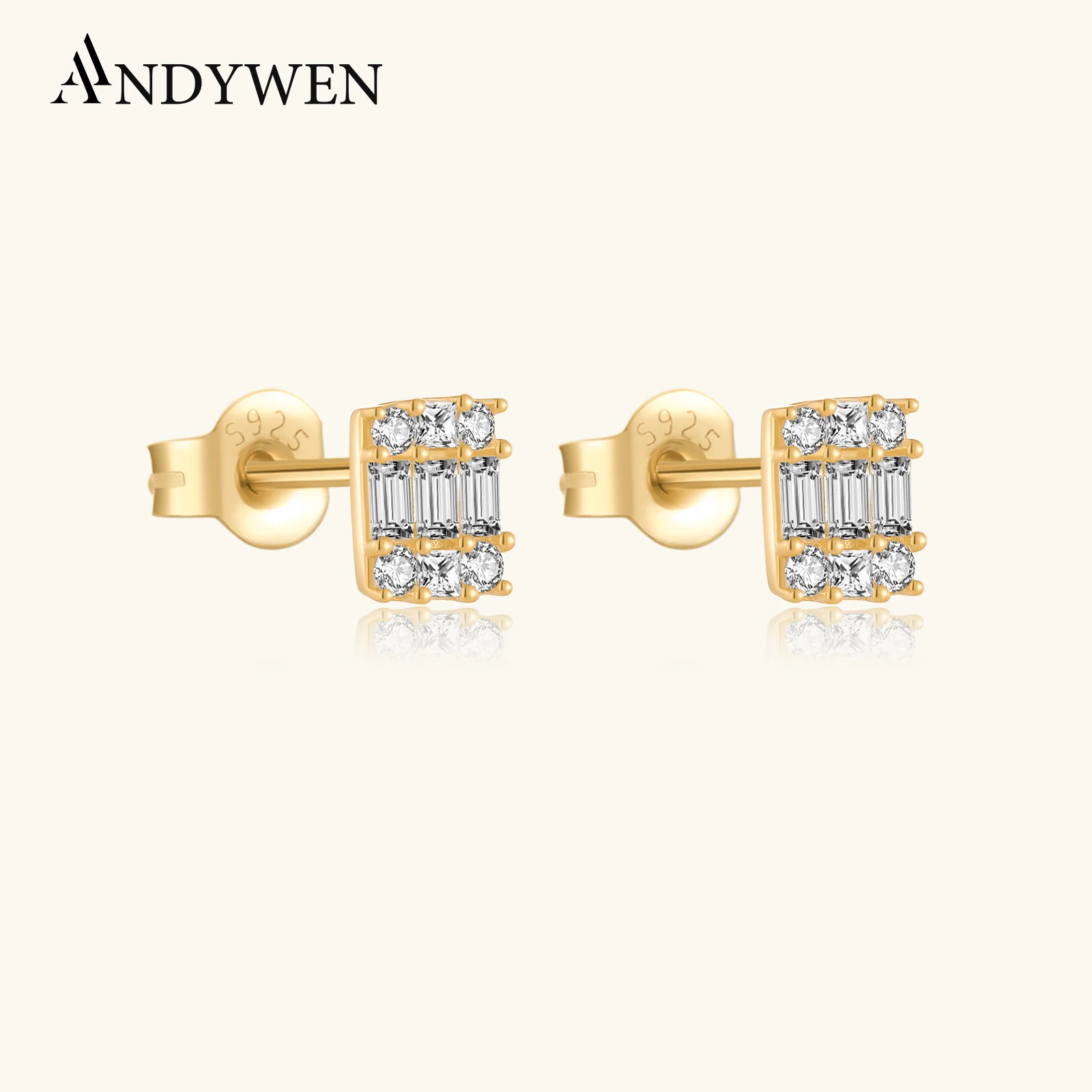 

ANDYWEN, 100% стерлинговое серебро 925 пробы, большие изумрудные серьги-гвоздики с иллюзией, серьги-гвоздики для пирсинга, ювелирные изделия с кристаллами, 2024, весенние драгоценности