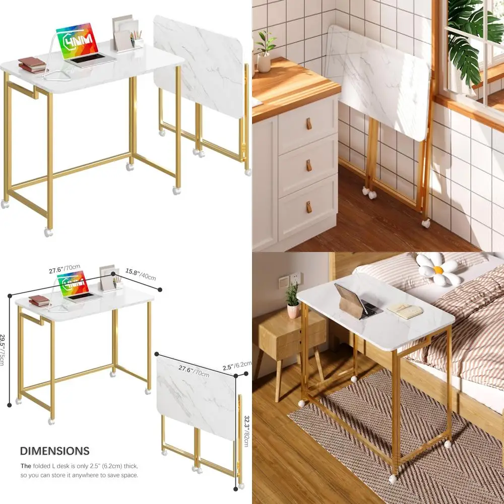 

Portable Laptop Desk with Wheels, Mobile Rolling Computer Table for Small Spaces and Couch Use