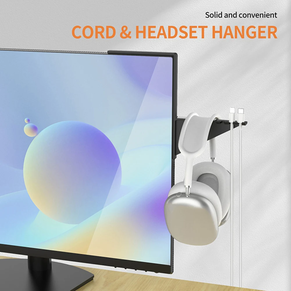 Headphone Holder Data Cable Storage Organizer Computer Monitor Headphone Hanger Saving Desk Space Headset Mount