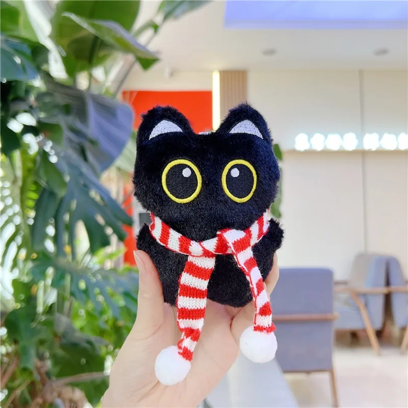 Kawaii Zwarte Kat Pluche Pop Speelgoed Hanger Cartoon Kat Zacht Gevulde Pop Hanger Autosleutel Rugzak Tas Decor Pop Hanger Sleutelhanger