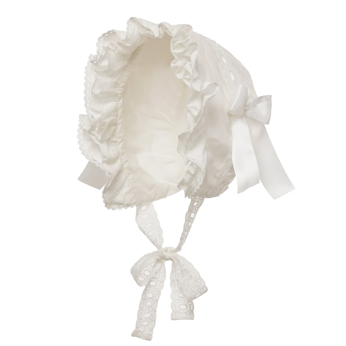 Women Pilgrim Victorian Bonnet Lolita Vintage Ruffles Maid Cosplay Hat