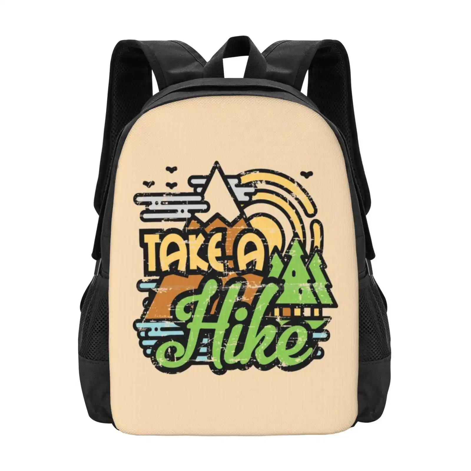 Take A Hike Bag Backpack For Men Women Girls Teenage Hiking Hiker Outdoor Exercise Mountain Nature Tree Forest Fir Pine