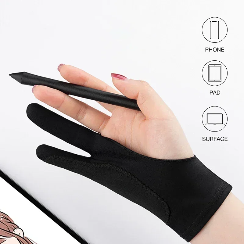 Gants de dessin à deux doigts pour tablette et tableau numérique, écran tactile, peinture à l'huile, anti-salissure, fournitures d'art de bureau, S, M, L