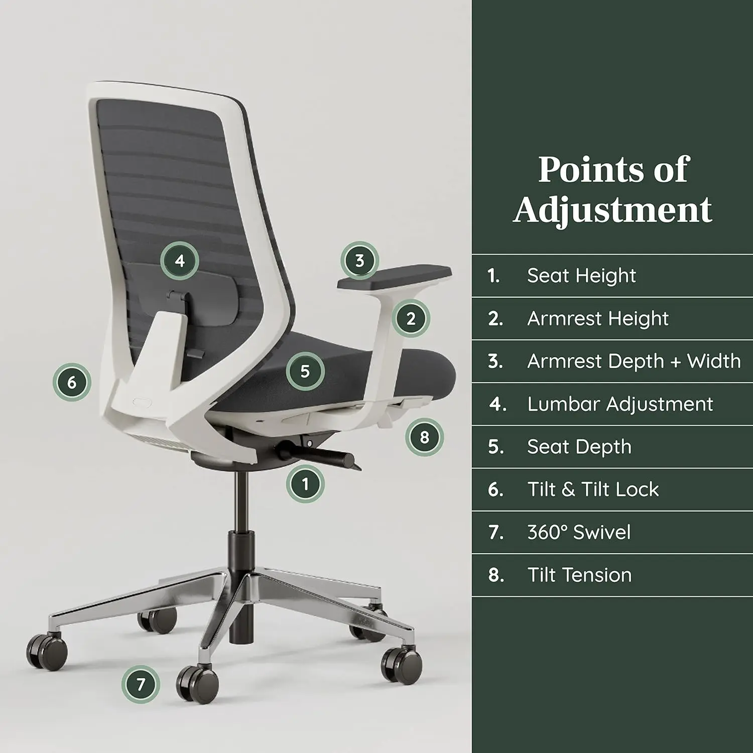 Ergonomic Chair - A Versatile Desk Chair with Adjustable Lumbar Support, Breathable Mesh Backrest, and Smooth Wheels