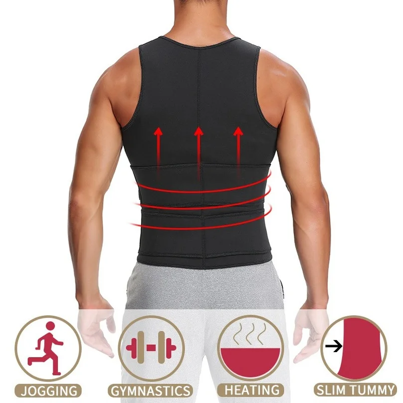 Sauna Sweat Body Shaper Men Waist Trainer Corset Abdominal Binder Belt Slimming Belly Neoprene Vest Tank Top Fat Burner Fitness