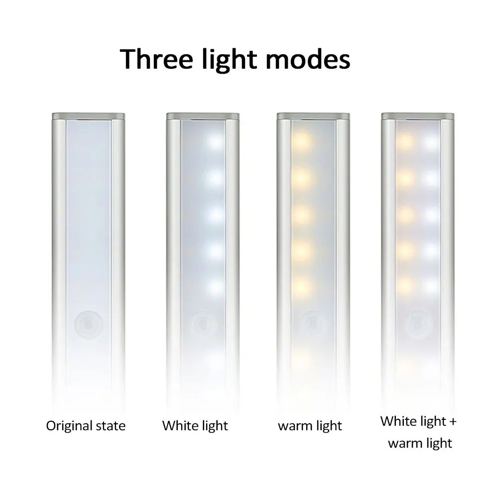 Night Light Closet Light USB Rechargeable 20 Led Light Motion Sensor Warm White Lamp Magnetic Strip Cabinet Lighting Light