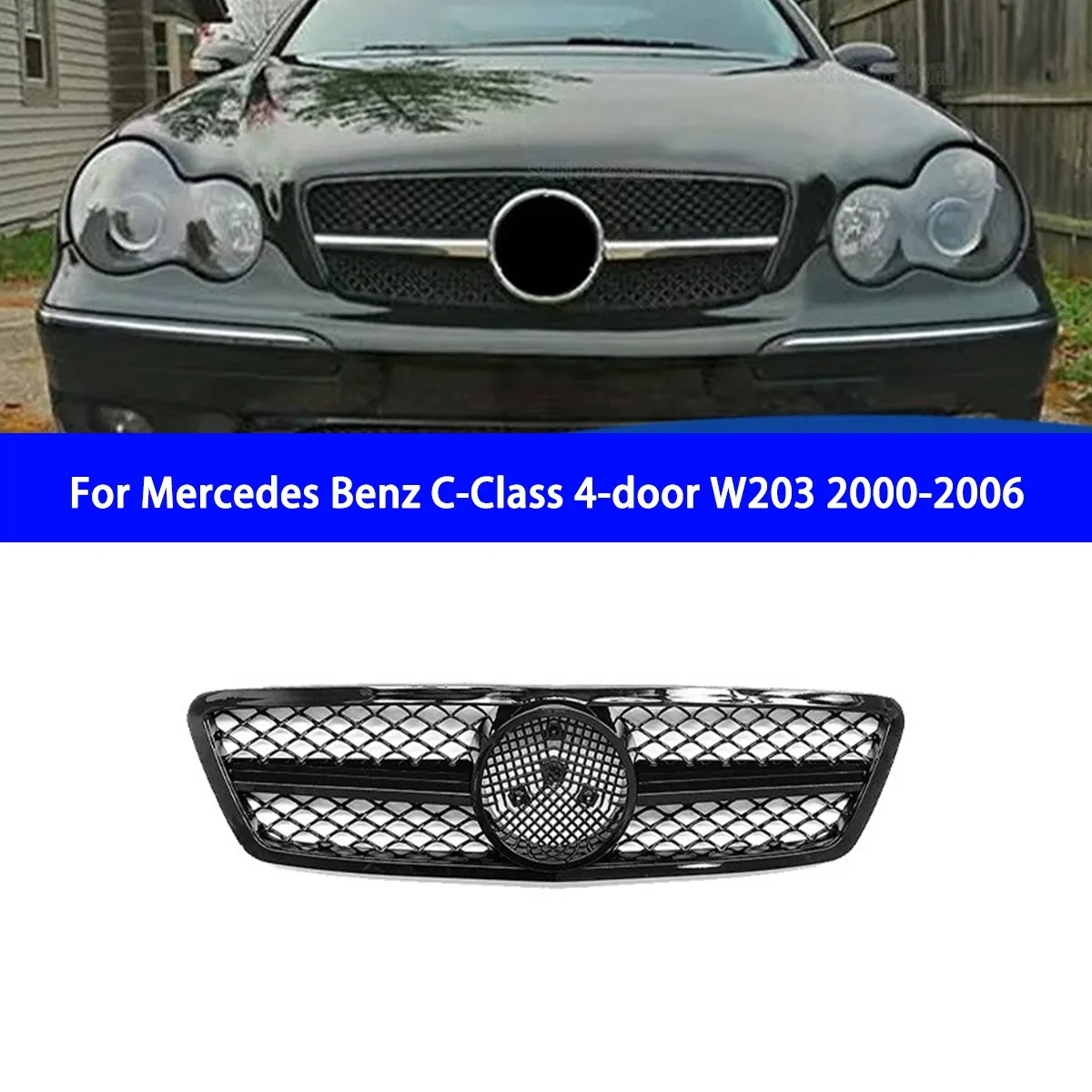 

Suitable for Mercedes Benz C-Class 4-door W203 2000-2006 Modified AMG Model Grille Original Car Replacement