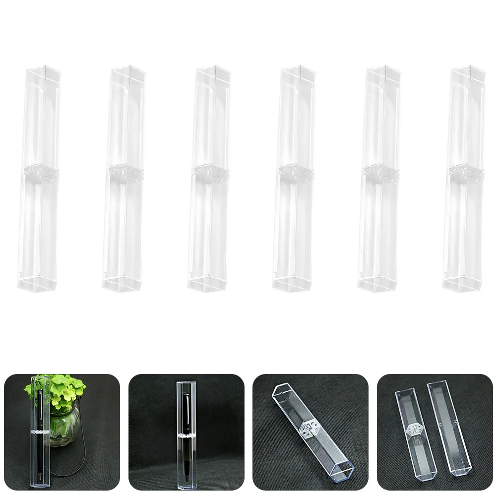 

6 pcs Plastic Pen Box Transparent Stationery Case Multi functional Student Pencil Case Storage ganizer School Supplies Portable