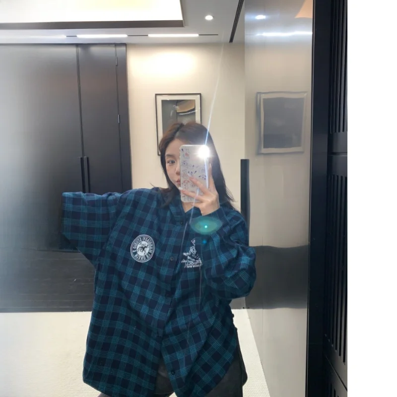 

Retro Style Plaid Long Sleeve Hooded Shirt Women's Spring Summer Sun Protection Outerwear Casual Comfortable Cotton Shirt