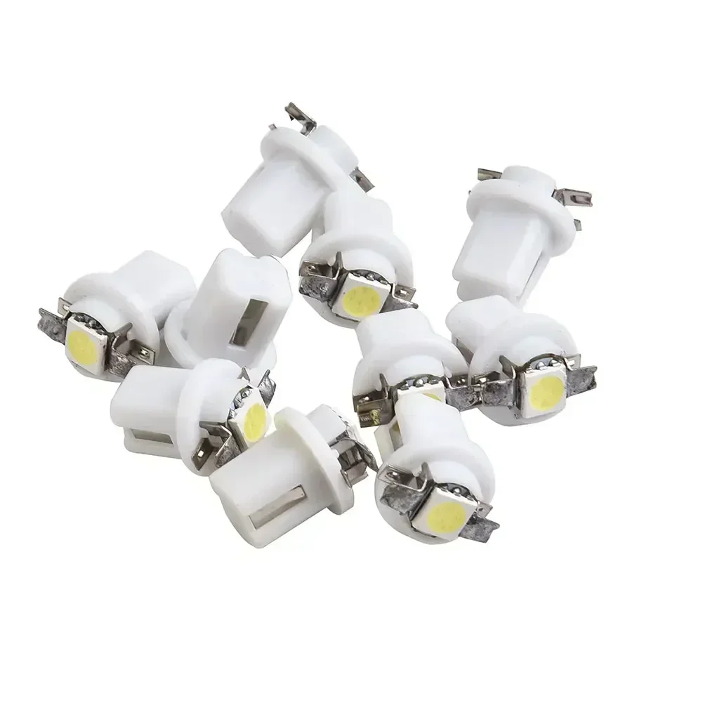 10PCS Car LED Bulbs T5 B8.5D 5050 DC 12V 6000K White Car LED Dashboard Dash Lamp Instrument Light Bulbs Shifter Light