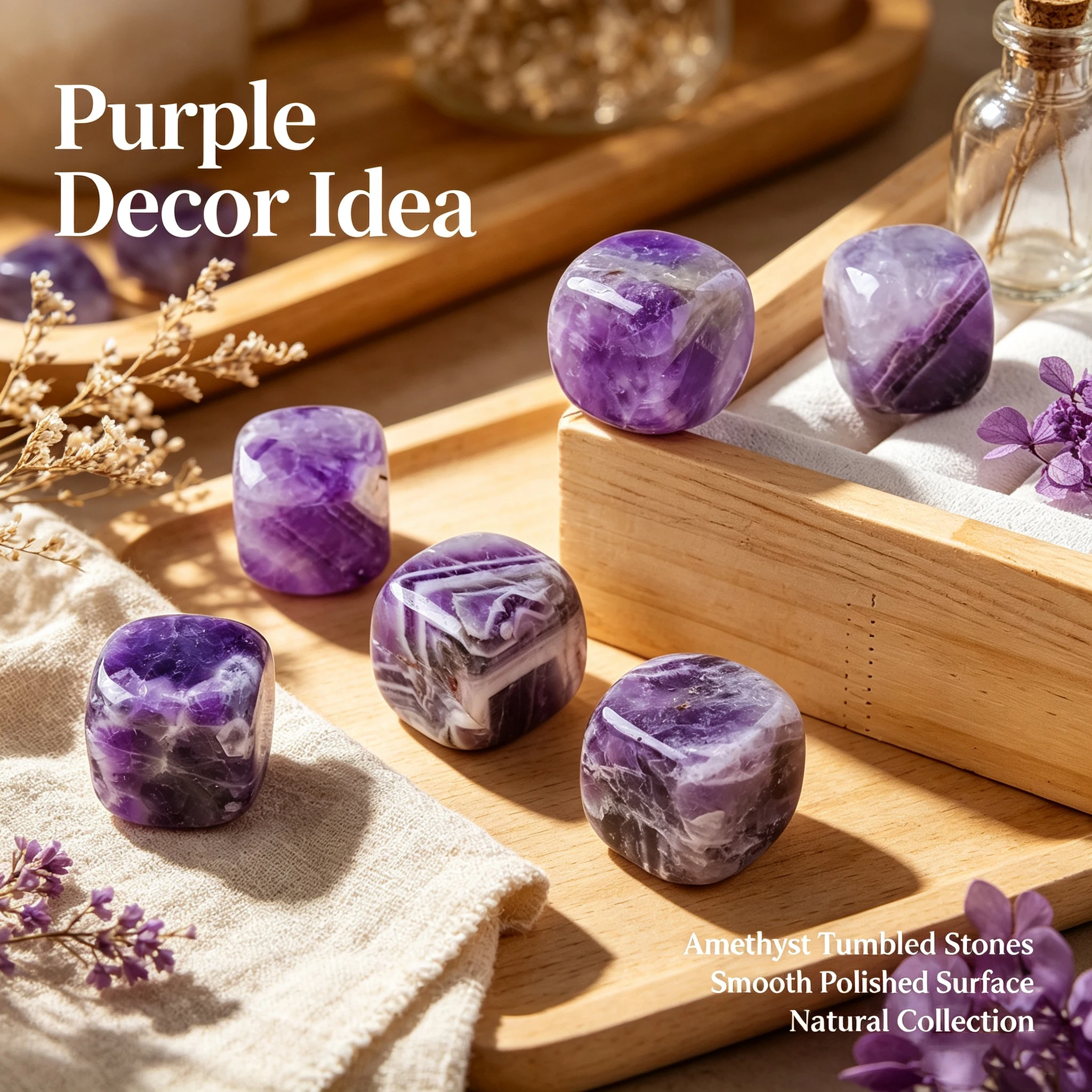 10pcs Natural Amethyst Cube Tumbled Stones, Raw Rough Stones For Aquarium Decor, Chilling Stones, Home Ornament, Holiday Gift