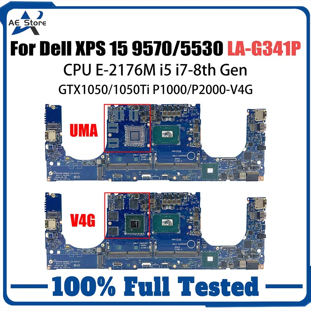 

LA-G341P Mainboard For DELL Precision 5530 9570 Laptop Motherboard 0VDJMX E-2176M i5 i7 CPU GTX1050/1050Ti P1000/P2000 V4G