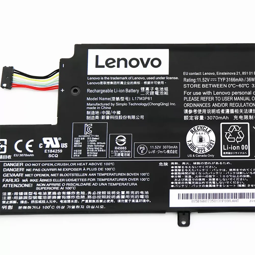 L17L3P61 11.58V 36Wh Original Laptop Battery for Lenovo Ideapad Yoga 720-12IKB 330-11IGM 320S-13IKB L17M3P61