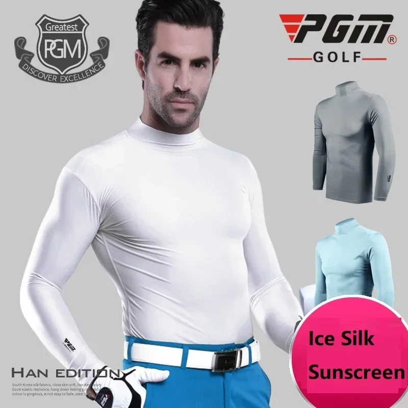 PGM Men\'s Sun Protection Golf Shirt Underwear Long Sleeve Cooling Ice Silk T-shirts Anti-UV Soft Apparel For Men YF202